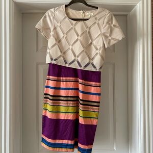 Anthropologie Beige and Multicolor Striped Dress